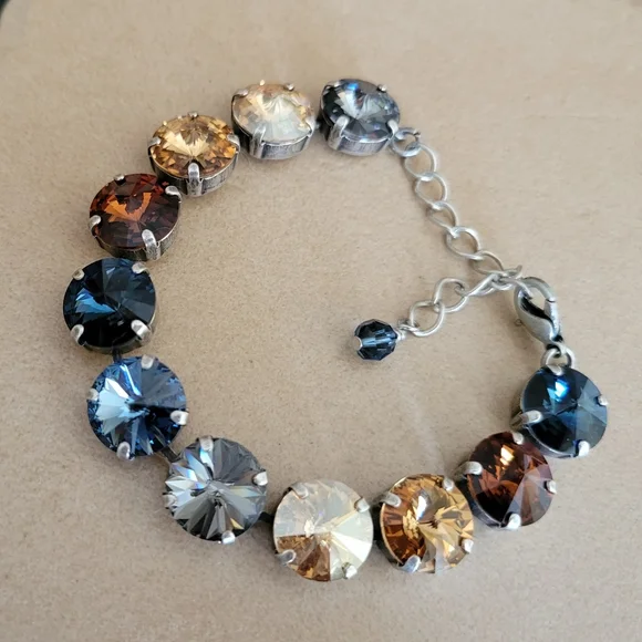 Austrian Crystal Tennis Bracelet in Antique Silver - Picture 1 of 12